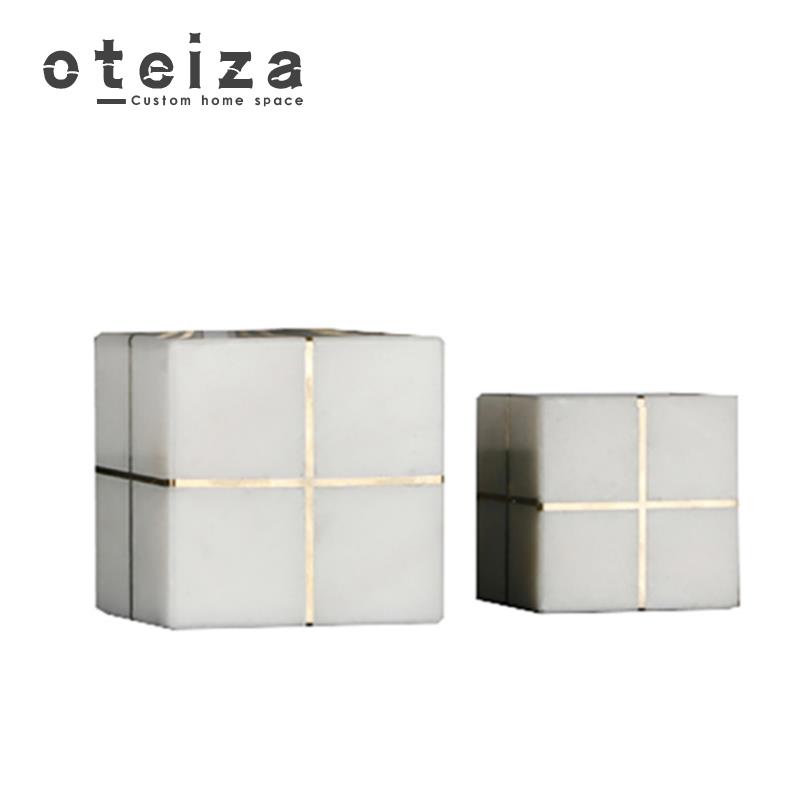 Oteiza欧式样板房客厅餐桌铜艺大理石方形摆件办公桌新古典艺术品
