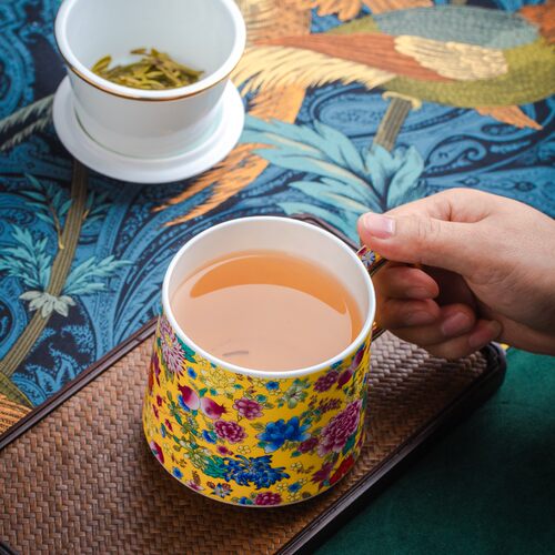 景德镇陶瓷茶杯大容量家用泡茶带盖马克杯高档水杯过滤百川办公杯