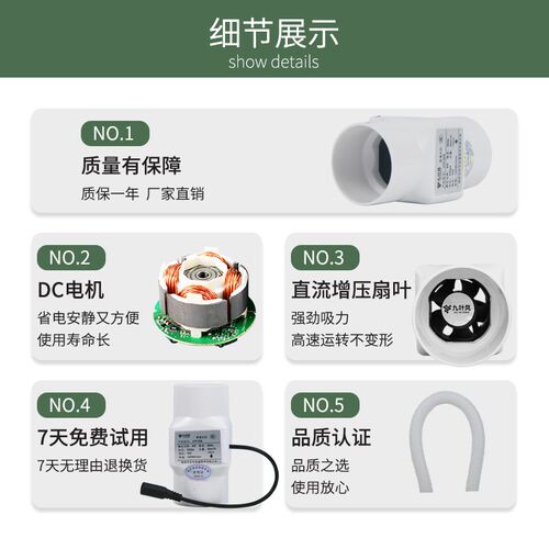 猫砂盆新风排气系统猫狗宠物厕所通风防臭换气净味小型管道抽风机