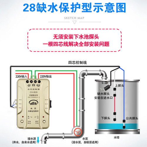 家用液位全自动水位控制器水塔水位自动控制器感应上水220v