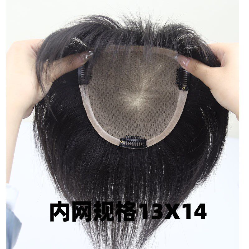 全真发假发女短发刘海片精修剪补发片中老年妈妈手织递针自然透气