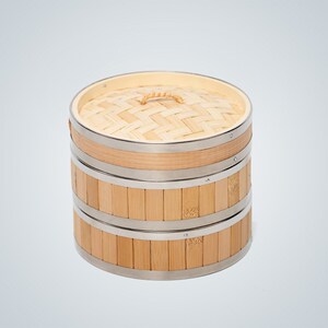 竹益轩蒸笼竹制家用不锈钢竹编蒸架商用加深竹蒸屉小笼包馒头蒸格