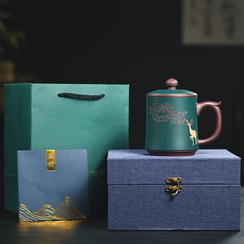 新款紫砂杯茶杯男士主人杯纯手工盖杯高端个人专用办公杯礼品杯子