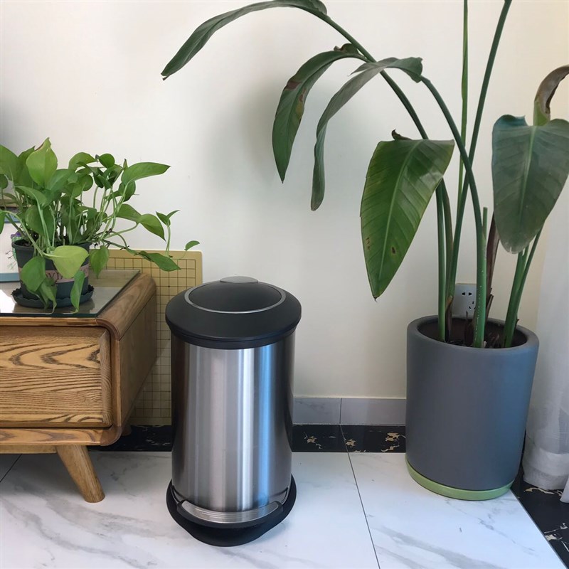 包邮欧式5L/12L/20L/30L椭圆形垃圾桶不锈钢脚踏式带盖客厅厨房用