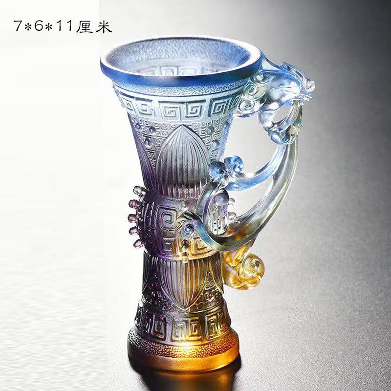 琉璃龙凤爵杯中式酒杯摆件居家客厅办公前台桌面摆放装饰收藏送礼