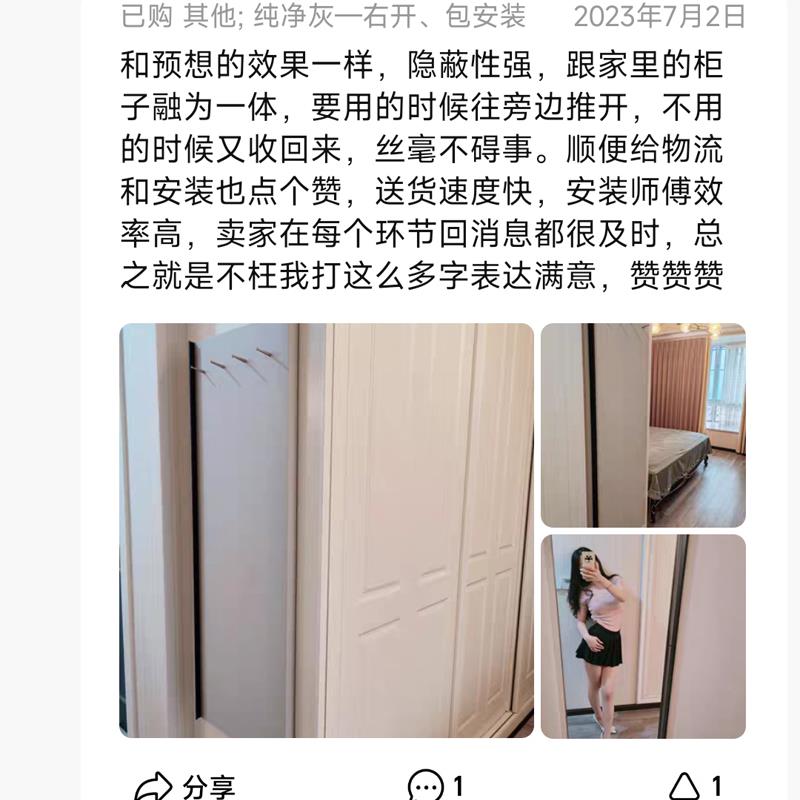 隐藏式全身镜隐形镜子壁挂贴墙穿衣镜推拉可遮挡卧室轻奢试衣镜