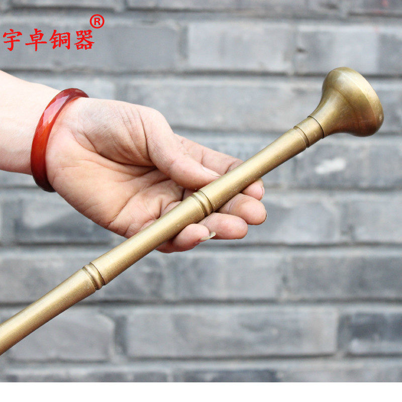 宇卓铜器 纯铜拐杖 黄铜拐杖 加长福字实心拐杖工艺品摆件