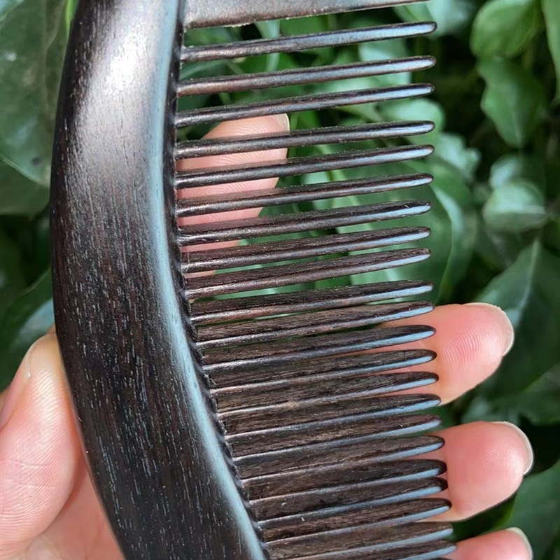 品质紫光檀插齿梳精美树叶造型天然按摩木梳家用男女梳子头部按摩