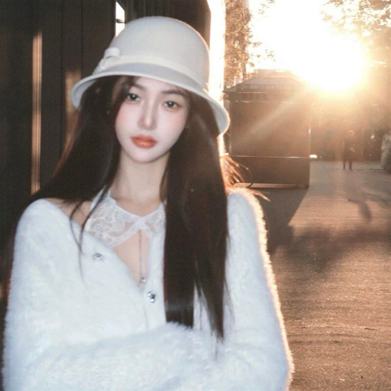 留洋千金法式高端羊毛呢帽子假发一体女长发秋冬优雅礼帽整头假发