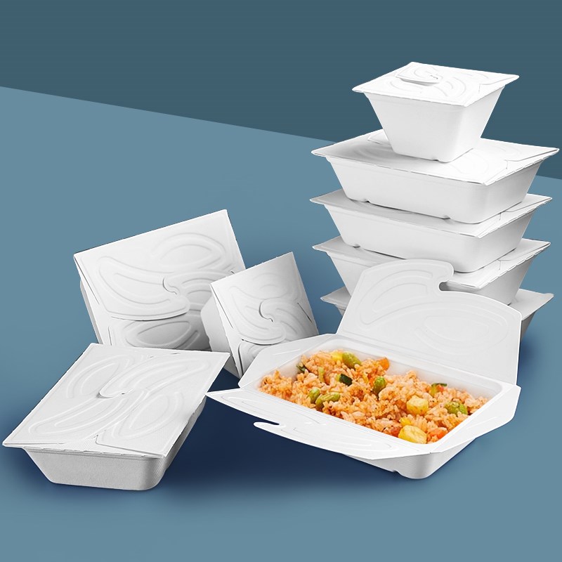 一次性可降解餐盒轻食沙拉盒环保纸浆四翻盒美式网红薯条盒洋芋盒