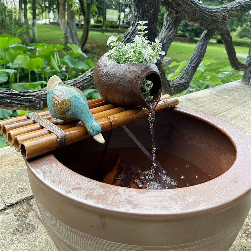 鱼缸过滤器水循环流水器瓷缸石槽圆形瓦缸养鱼增氧小型过滤泵