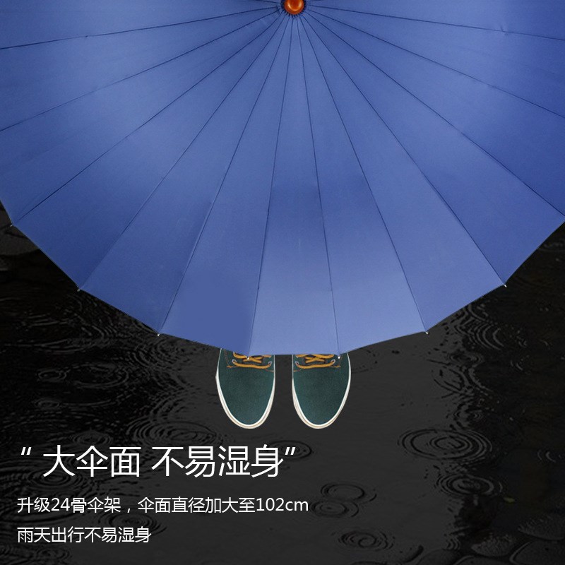 欧士多娜24骨超强抗风复古长木柄晴两用直杆男士商务高端礼品雨伞