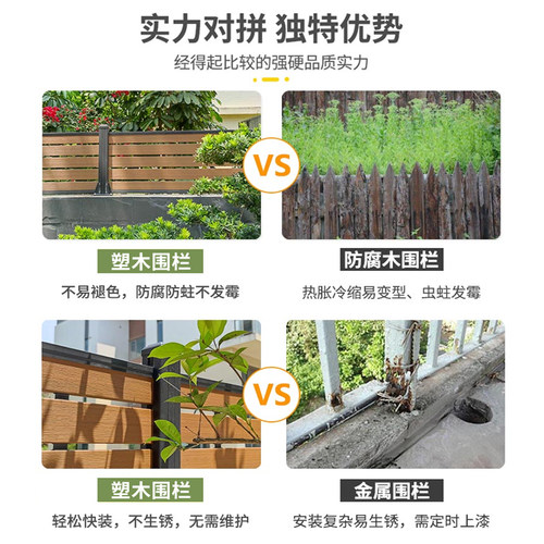 塑木围栏户外木塑围栏地板护栏栅栏院子围墙板防腐木栅栏护栏篱笆