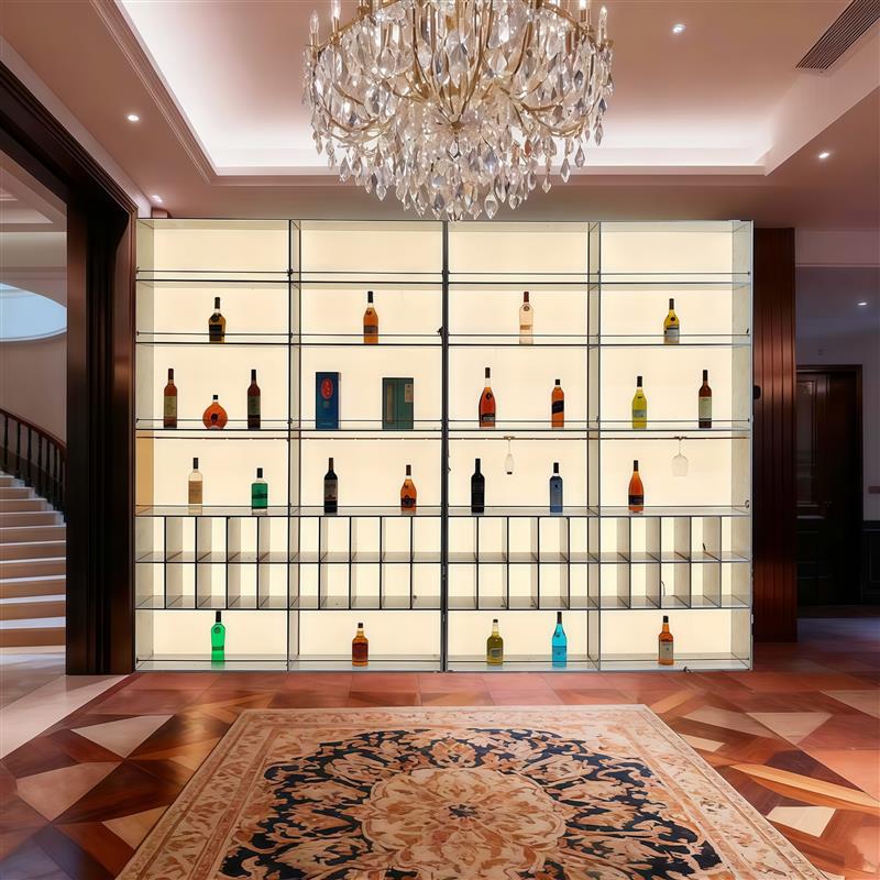 亚克力发光背板不锈钢展示柜酒柜红酒架钢板柜定制安装源头厂家