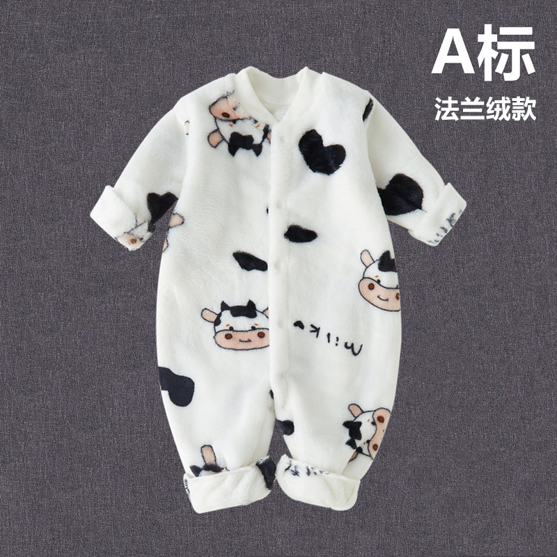 婴儿法兰绒连体衣宝宝秋冬加绒加连身衣/爬服/哈衣