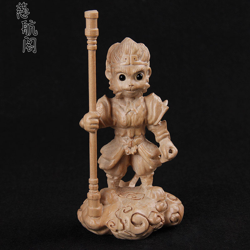 桃木猴子摆件齐天大圣孙悟空木雕猴子摆件工艺品宝宝玩具