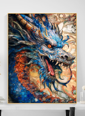 DIY数字油画鹿图案 可定制手绘装饰画老虎填色油画套件动物图案丙