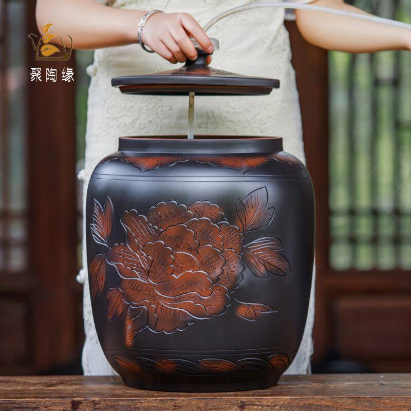 储水罐陶瓷水缸家用带盖厨房泡茶台专用纯净水桶大号抽水陶罐包邮