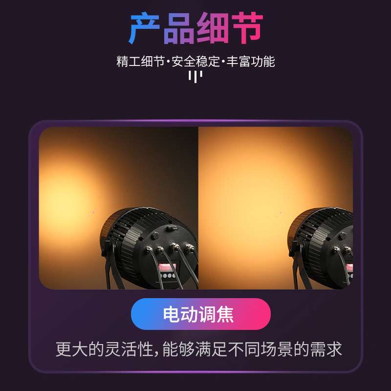 200W面光灯调焦防水COB 柔光灯车展灯频闪舞台灯光婚庆酒吧聚光灯