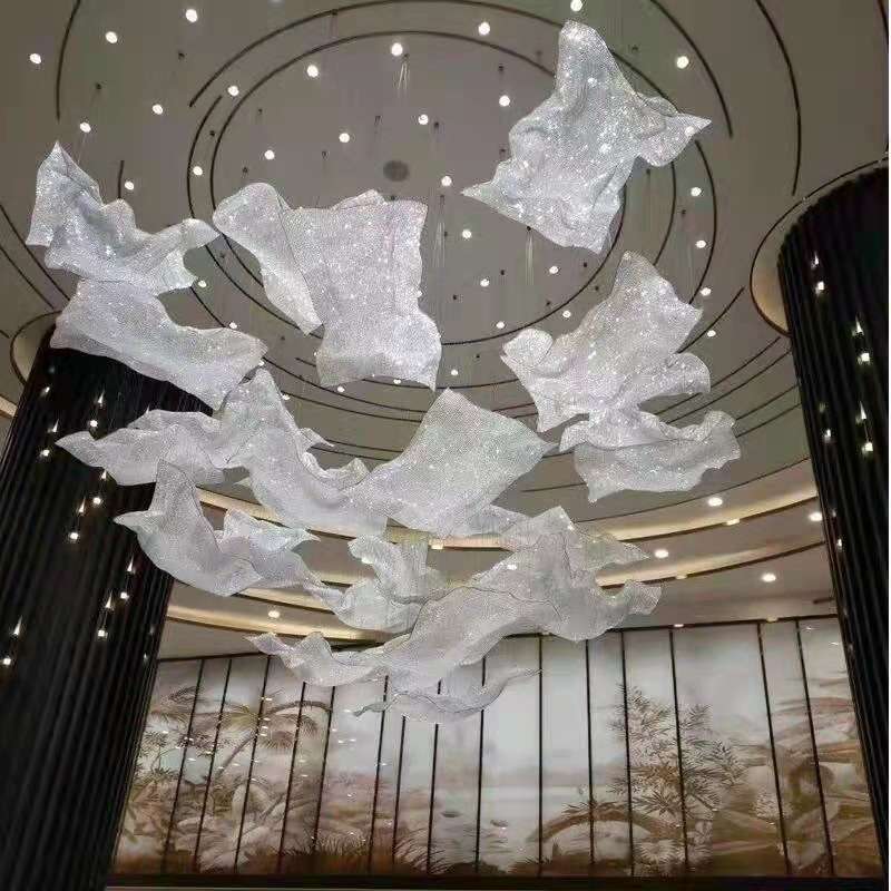 酒店沙盘灯非标工程水晶灯吊灯售楼部别墅宴会厅手工菠萝珠飘带灯