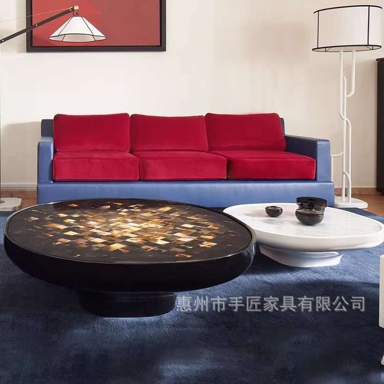 现代轻奢贝壳造型茶几客厅家用圆形创意设计师样板房酒店艺术家具