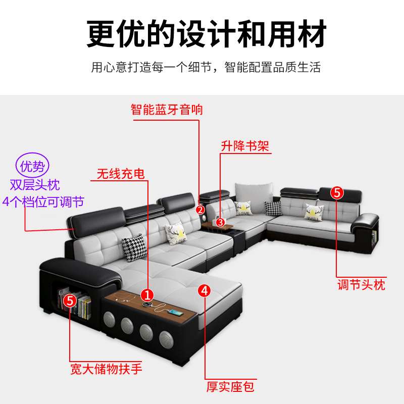 家用舒适耐用简约1 2024年新款科技布沙发大小户型现代客厅U型4米