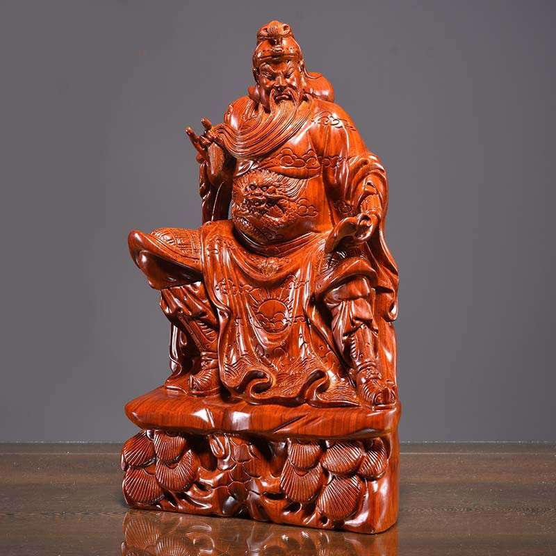 花梨木雕看书关公摆件夜读春秋关羽像家居客厅公司玄关装饰工艺品