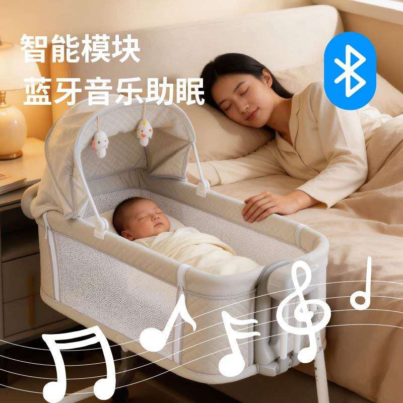 智能电动婴儿床可移动折叠床边安抚摇床新生儿哄睡神器宝宝摇篮床
