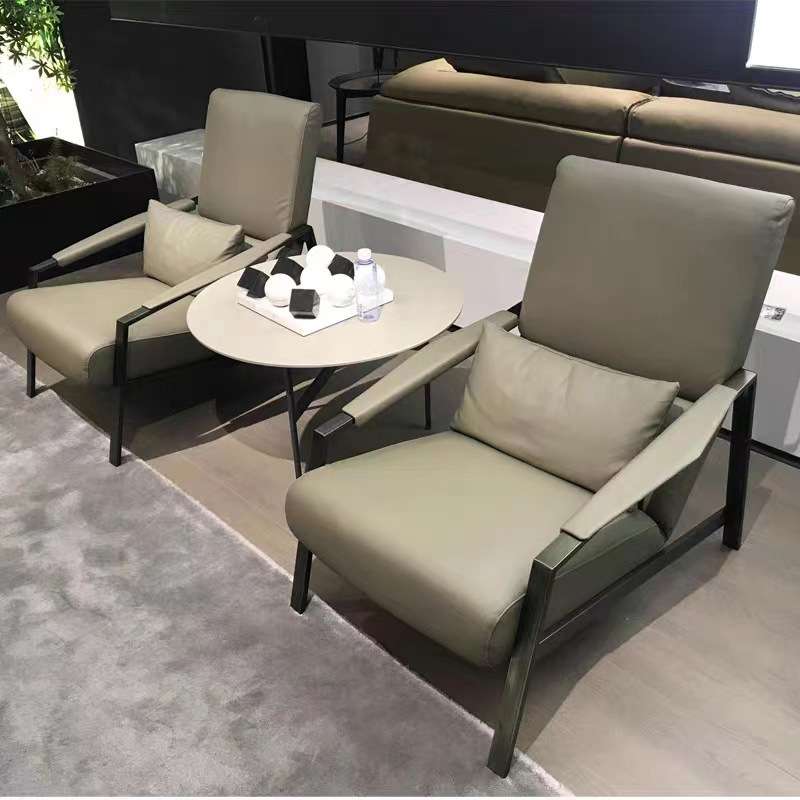 意式极简猫爪皮沙发椅现代简约客厅书椅休闲单人椅lounge sofa
