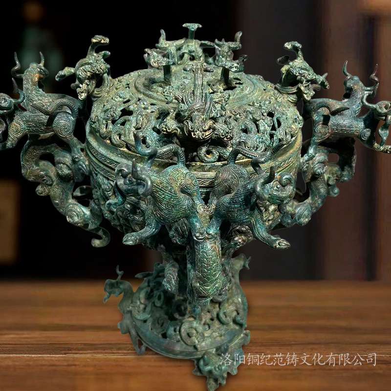 龙虎豆仿古青铜器客厅大厅办公室摆件古玩收藏家居摆件艺术品