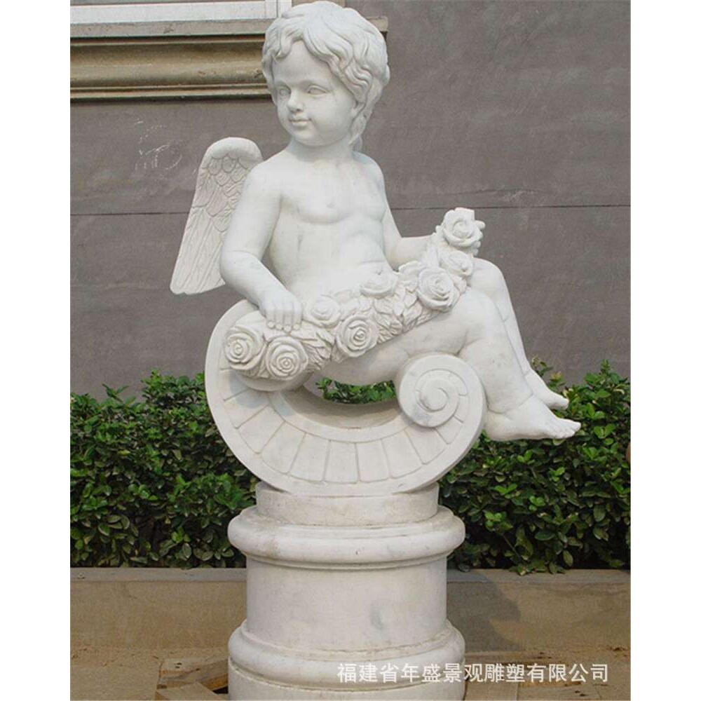 西方居家摆设 欧式小天使雕像 大理石汉白玉工艺品摆件 石雕厂家