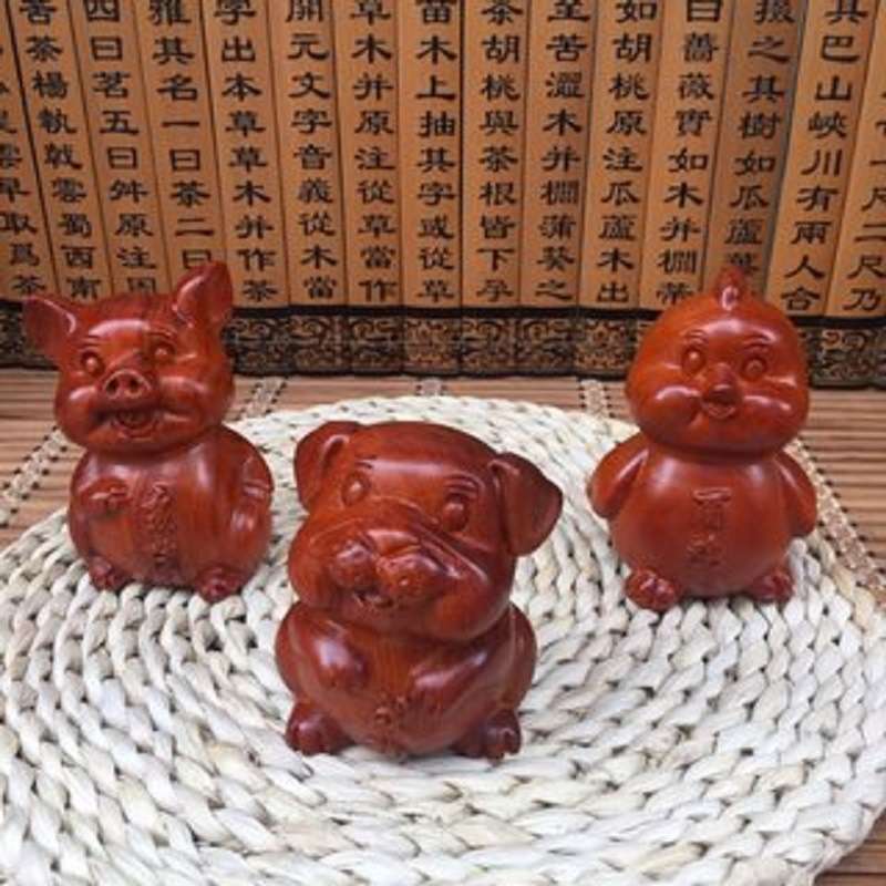黑檀木雕老鼠摆件实木十二生肖木制家居客厅办公桌面装饰工艺品