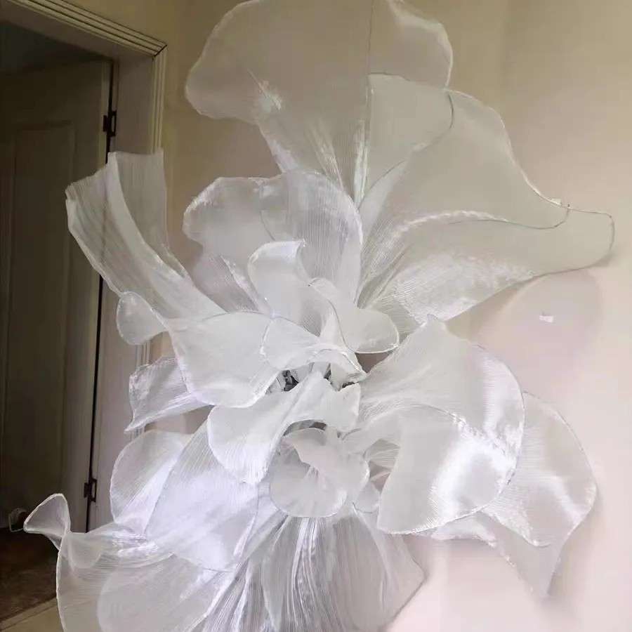 婚礼艺花婚庆橱窗巨型花艺欧根纱背景装饰花纸纱美陈真丝花艺