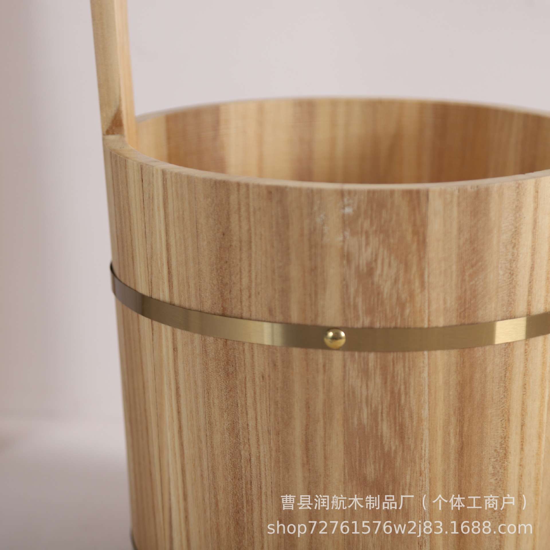 木质提水桶足浴桶小木桶桑拿温泉木提桶拎水桶木勺瓢影视道具