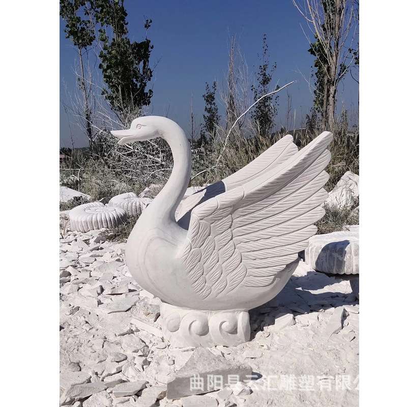 石雕天鹅花岗岩喷水动物吐水鸭子流水喷泉景观园林小区装饰摆件