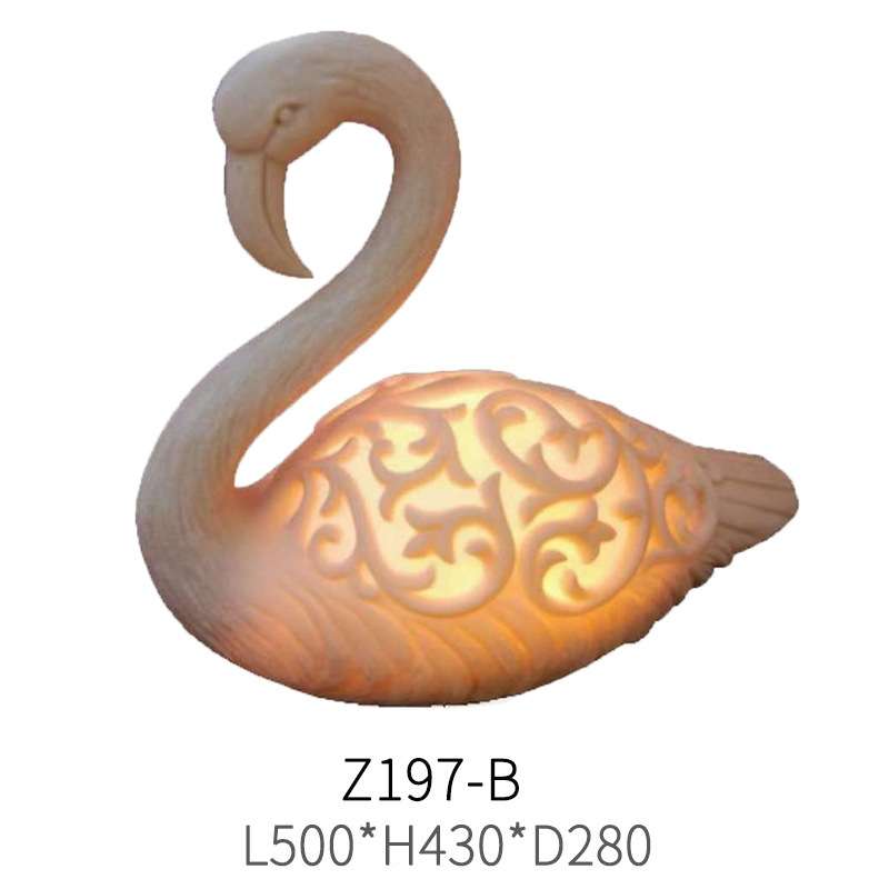 仿砂岩火烈鸟园林灯摆件火烈鸟造型灯动物照明灯小品砂岩雕塑灯