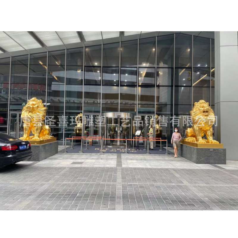 大型纯铜欧式汇丰站狮子雕塑银行公司门口欧式爬狮故宫铜狮子摆件