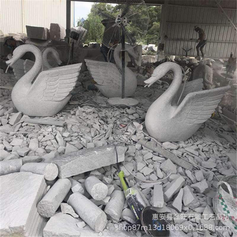 福建厂家惠安石雕天鹅花岗岩动物雕塑喷水鹅公园园林流水摆件