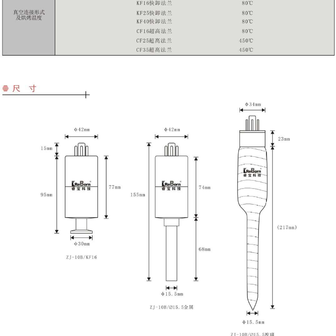 供应ZJ-10B/KF16电离真空规管 睿宝厂家 零售图片