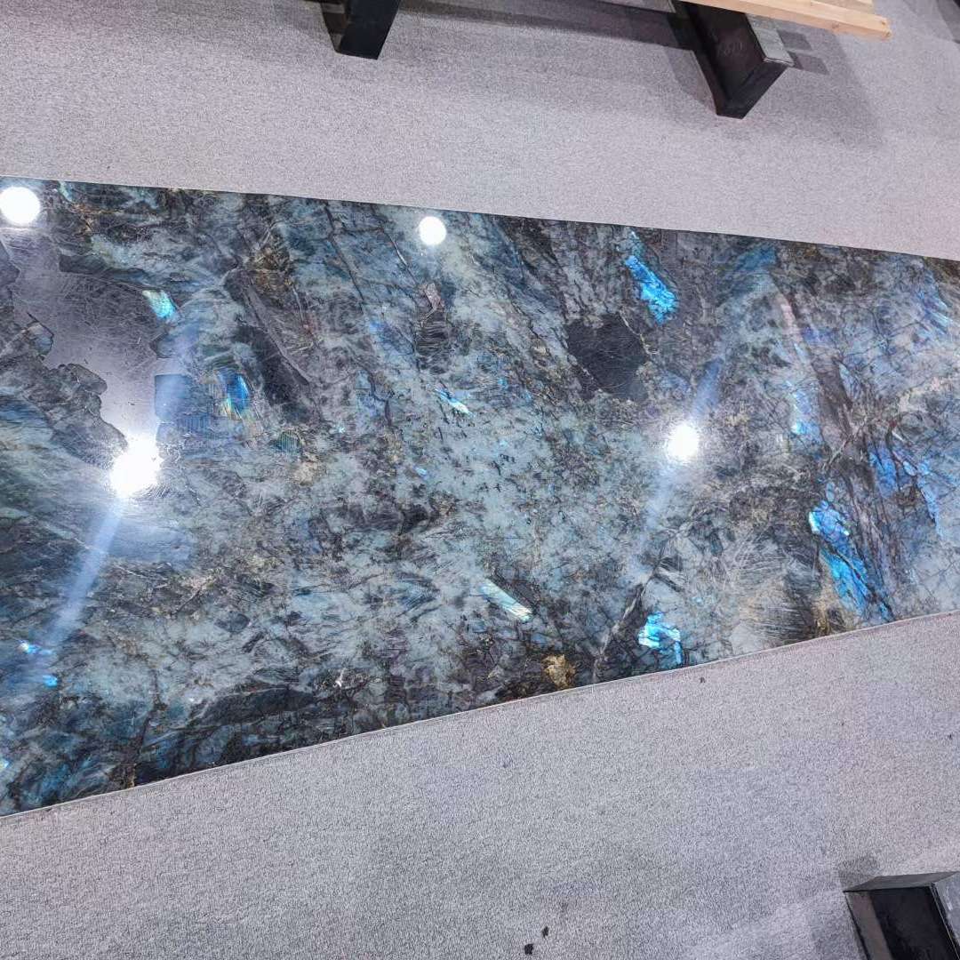 蓝翡翠奢石大理石台面 蓝宝石茶几桌面天然石材餐桌大理石面板