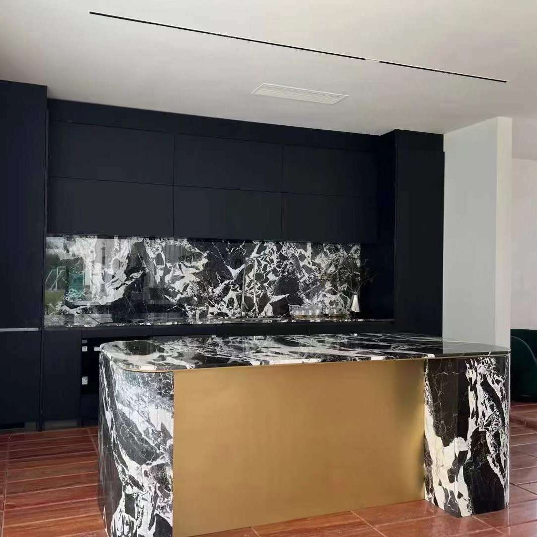 拿破仑黑大理石台面订做 天然石材餐桌面加工大理石