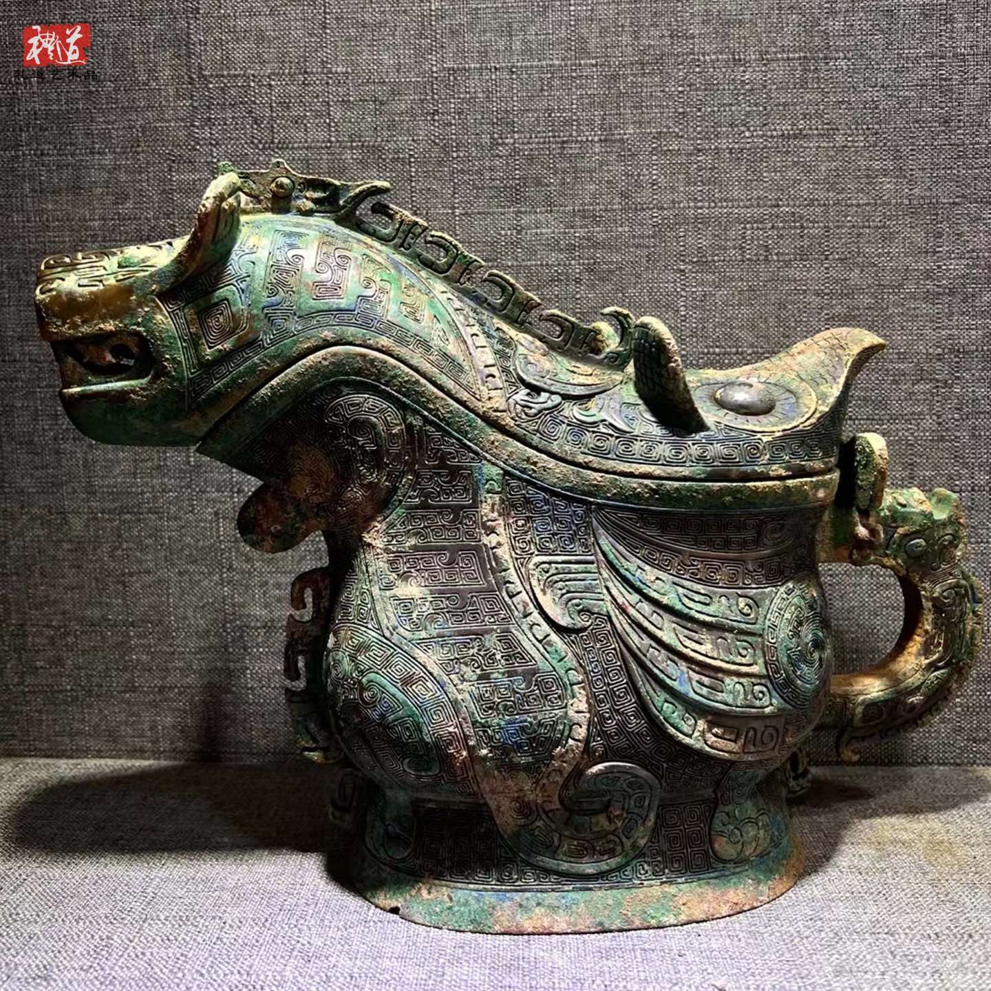 商代后期仿古青铜器分酒器做旧工艺品摆件妇好觥兽型酒樽高锡古玩