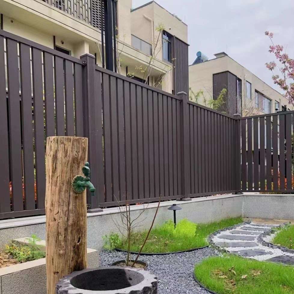 铝板围栏户外欧式扶手篱笆护栏花园学校铝艺仿木纹栅栏铁艺围墙