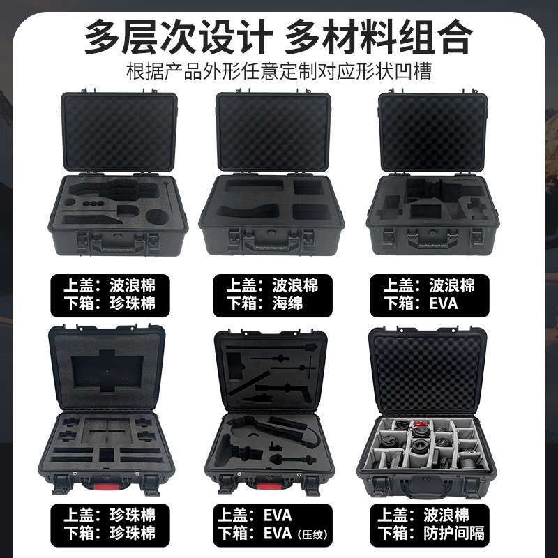 中尺寸摄影器材手提安全箱ip67防水防尘保险箱精密仪器手提工具箱