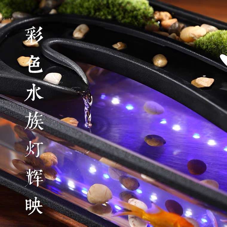创意流水鱼缸摆件乌金石微景观盆景风水办公室客厅招财公司开业礼