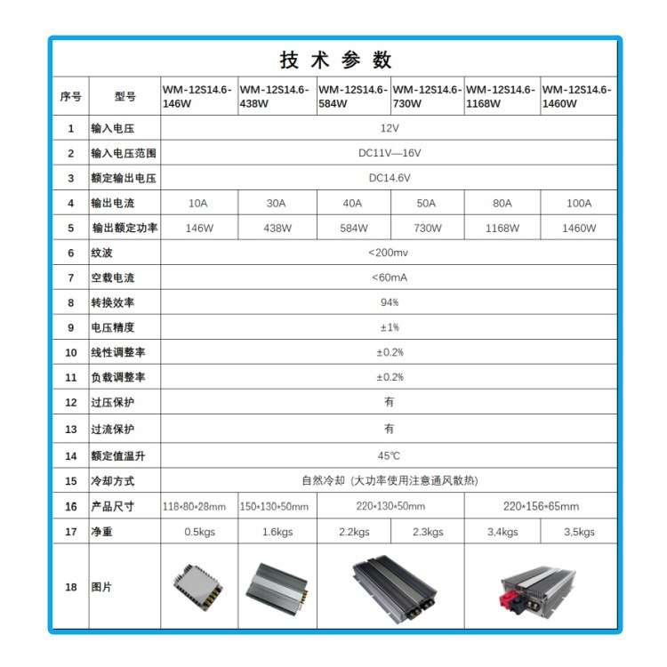 恒流升压器 12V充14.6V 10A-100A DC-DC 房车充电器 直流电源转换