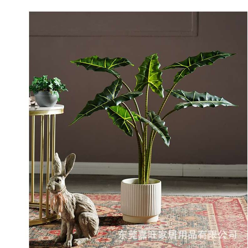 绿植萨利安海芋盆栽假树室内客厅仿真植物造景观装饰摆件高仿真
