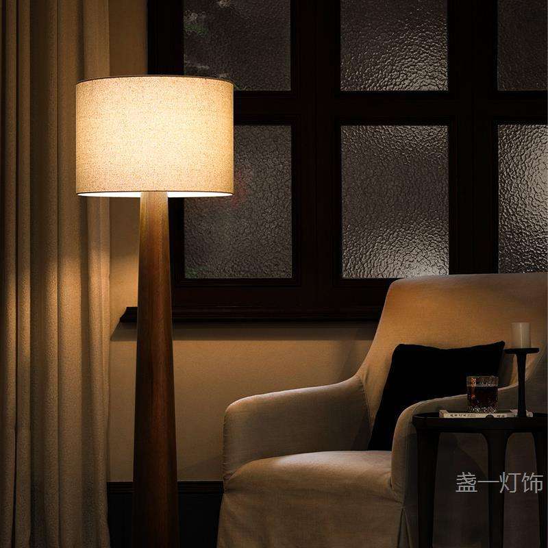 [木修远-屹崒]中古落地灯客厅沙发旁边意式复古高级实木原木灯具