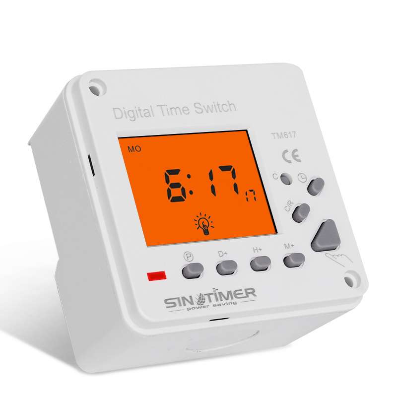 TM617-2智能背光大屏幕时控开关定时器面板安装导轨安装通用 220V