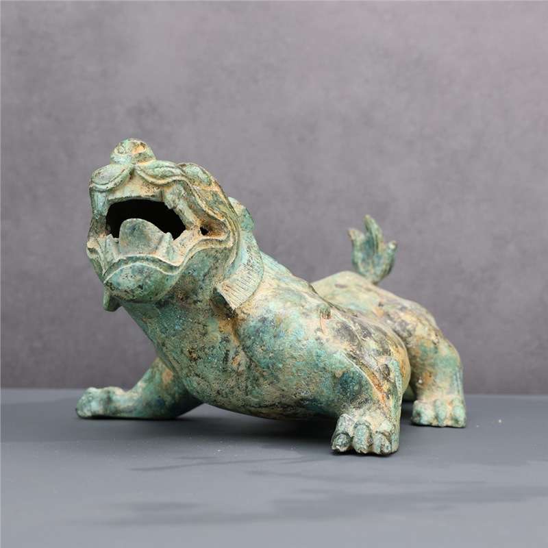 古青铜器鸟型双翼神兽瑞兽怪兽獬豸错金银纯铜独角龙型貔貅摆件